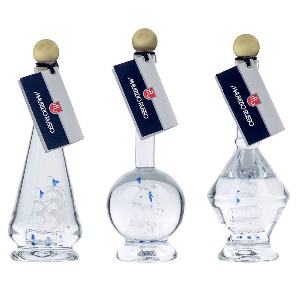 <strong>Caravelle di Colombo in vetro soffiato</strong> Grappa Antico Borgo 38°